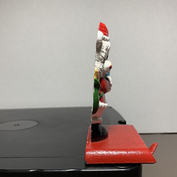 Vintage Holiday Traditions Hand Painted Cast Iron Stocking Holder Santa Bear 5" - Picture 5 of 7